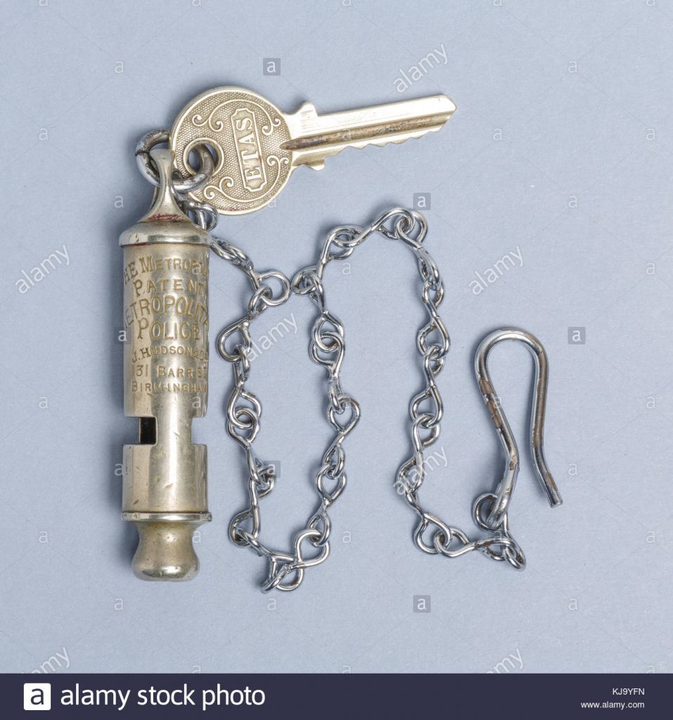 metropolitan-police-whistle1885-86-chain-and-police-box-tardis-key-KJ9YFN.jpg