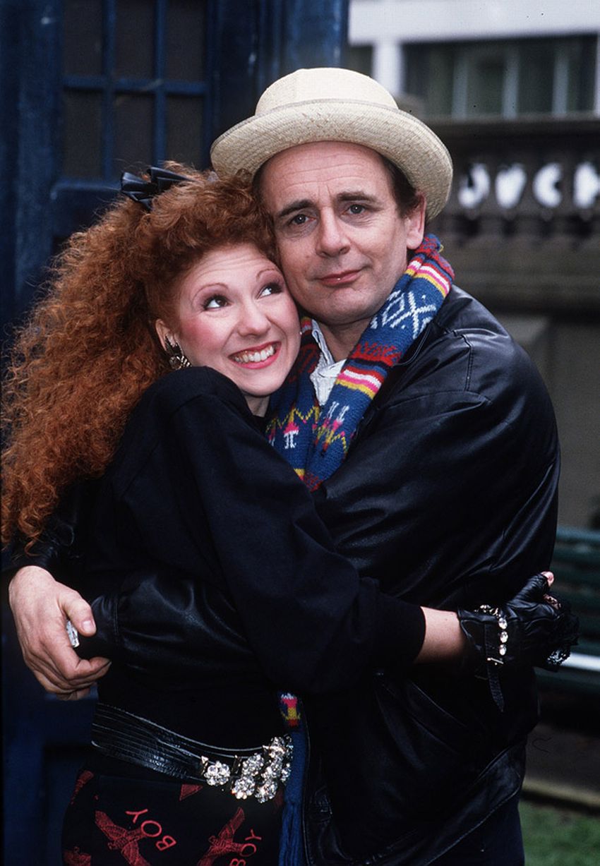 Sylvester McCoy as the seventh Doctor Who with his companion Mel played by Bonnie Langford 1987 a.jpg