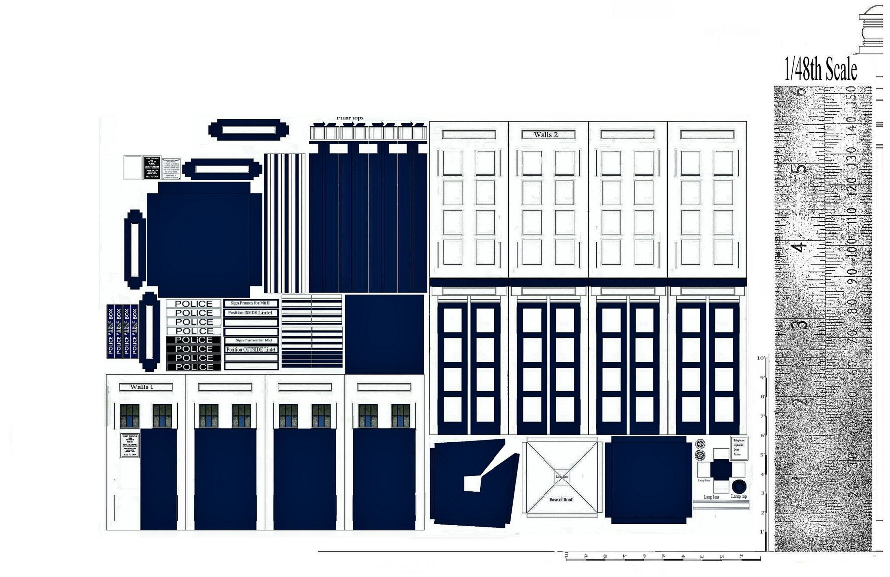 Scale Reference Sheet 1-48th Scale Police Box (Met Box) Mk 1 Dark Blue A4 (with ruler) 01b.jpg
