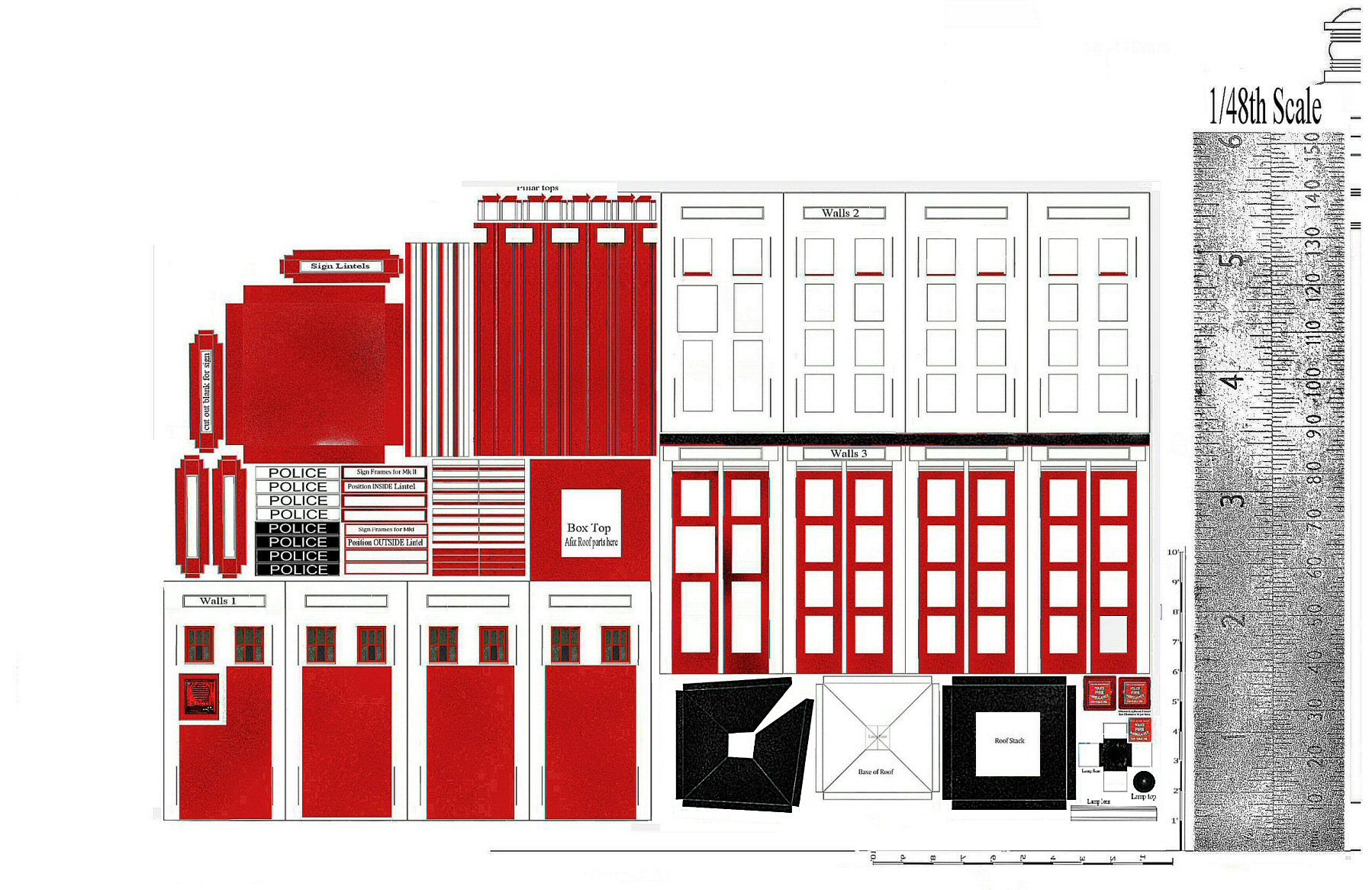 Scale Reference Sheet 1-48th Scale Police Box Glasgow type Red A4 (with ruler) 01b.jpg