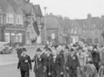 Armistice Day Parade, Watling Street, Radlett, circa 1948-Blowup.JPG
