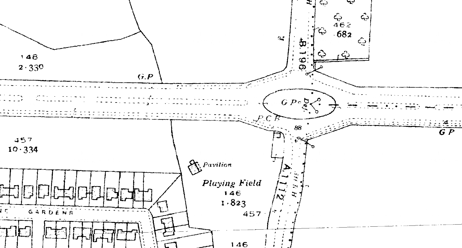K19--Moby Dick Roundabout, Chadwell Heath Box--1938-1939 OS Map Extract 1-2500.png