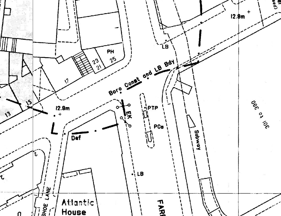 CoL 11 - Farringdon Street-Charterhouse Street--1971-1983 OS map (1-1250 Scale) Extract.JPG